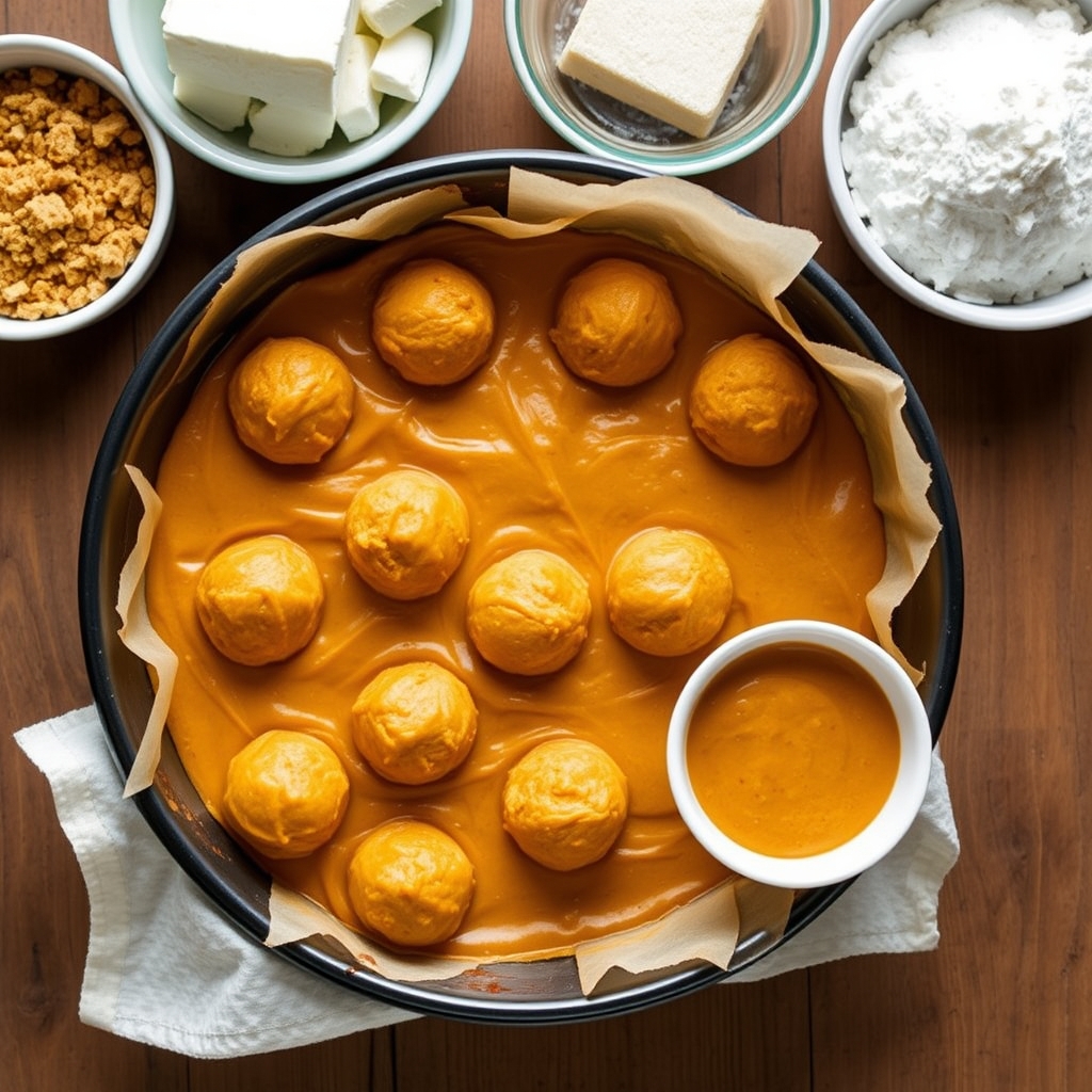 No-Bake Pumpkin Pie Cheesecake Truffles: The Easy Fall Dessert You'll Make on Repeat, ingredients and materials laid out